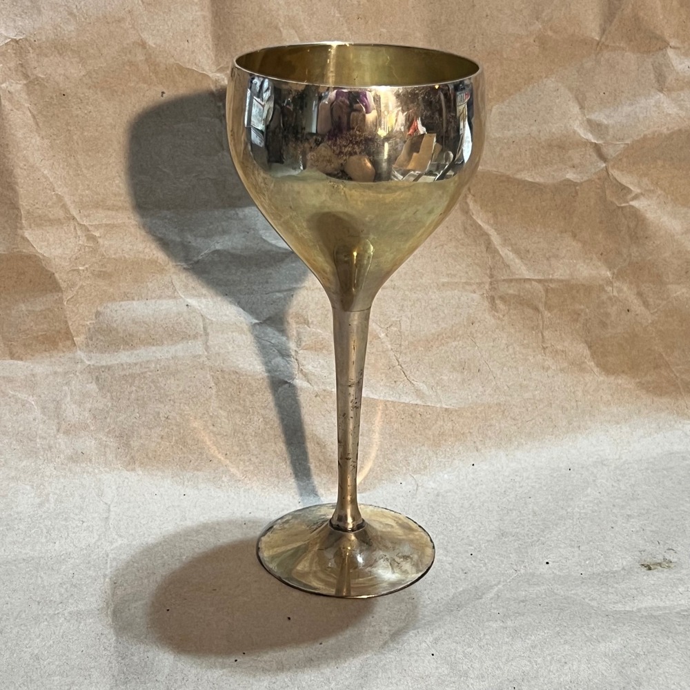 Vintage Brass Chalice Goblet Gold Made in India Gothic Medieval Altar